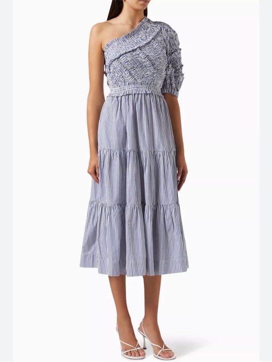 Sea New York Dresses & Skirts - Sea New York Axelle Stripe Blue One Shoulder Dress Size XS